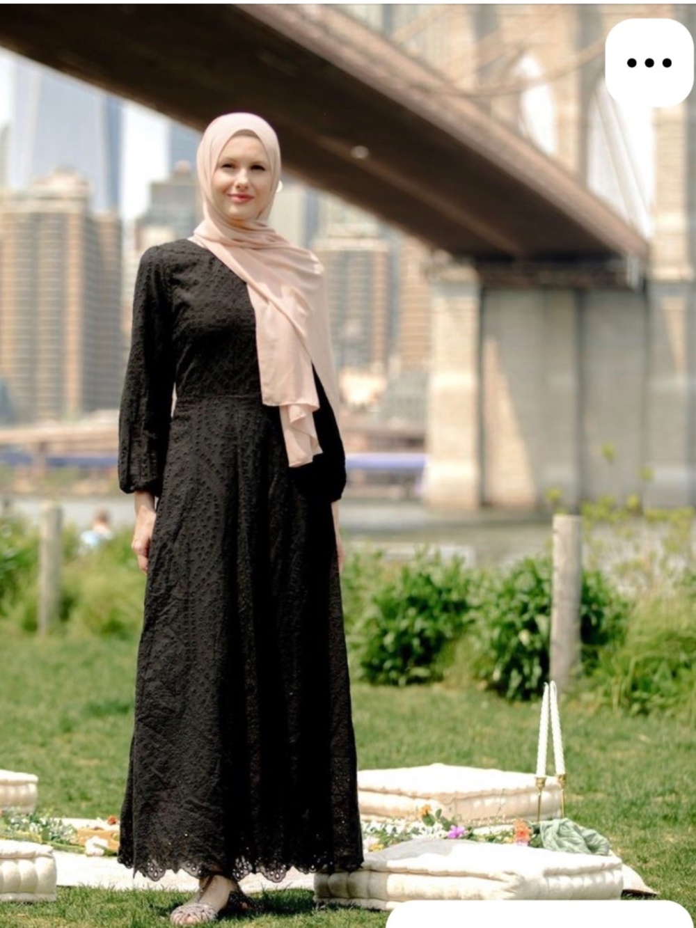 Urban Modesty Black Eyelet Button-Down Maxi Dress